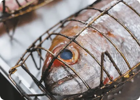 Gegrillter Fisch, serviert als traditionelle Spezialität